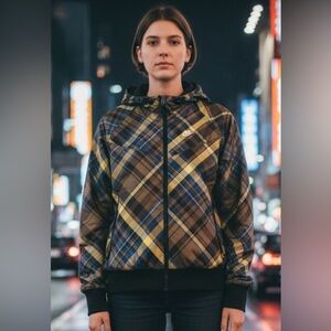 Nike‎ Yellow and Blue Plaid Hooded Jacket